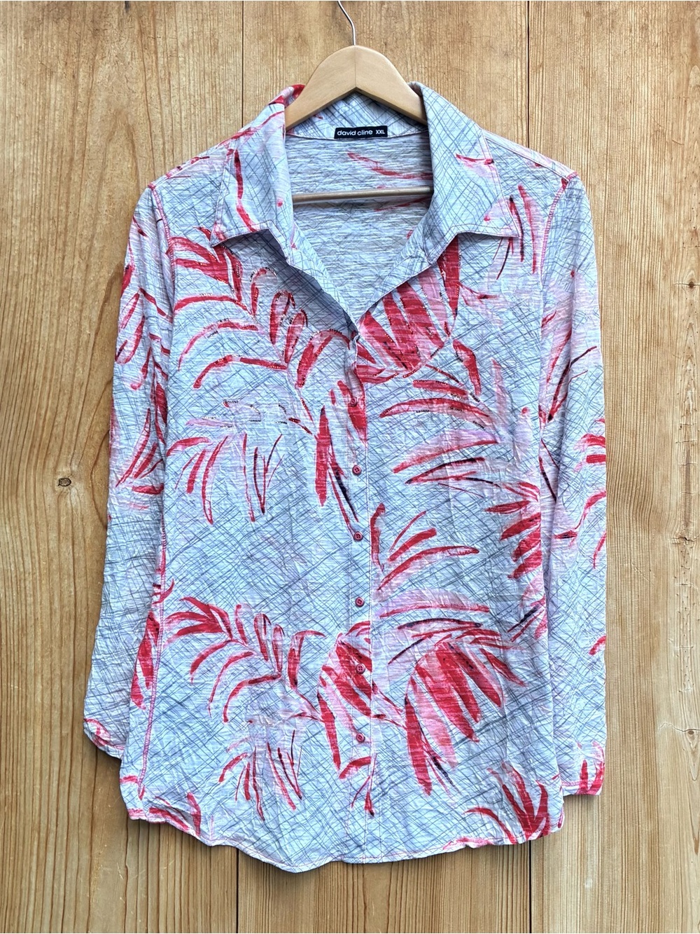 David Cline Reef Sparkle Snap Up Top Sz XXL
